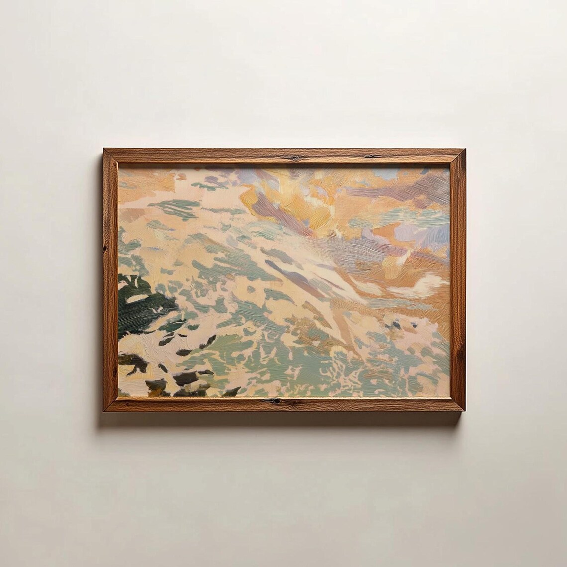 Soft Pastel Clouds Abstract Oil Painting Neutral Calm Poster