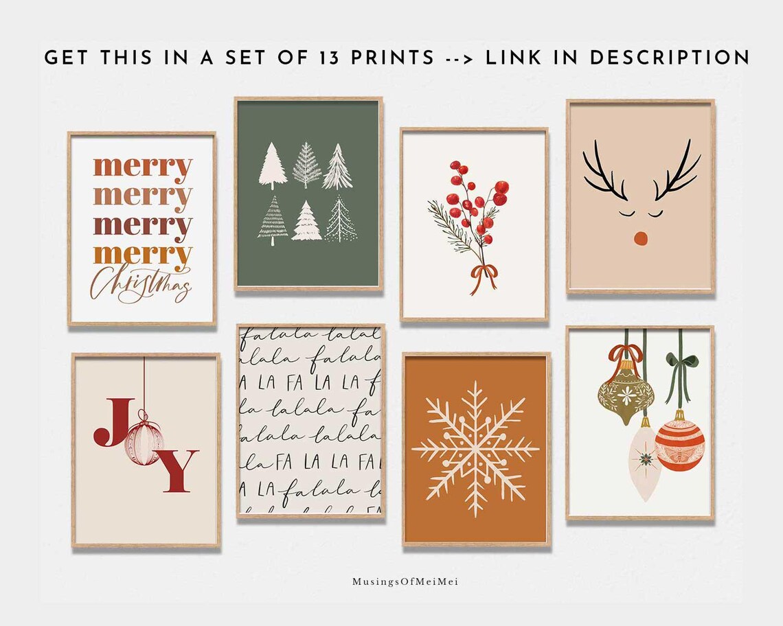 Christmas Berries Scandinavian Christmas Art Print - Image 2