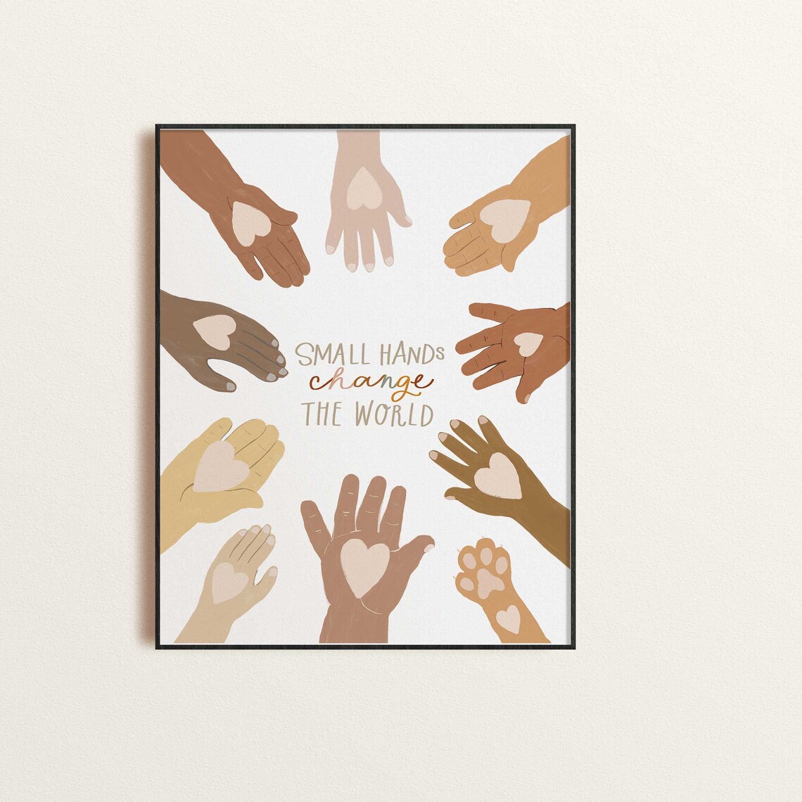 Kids Classroom Poster, Small Hands Change The World