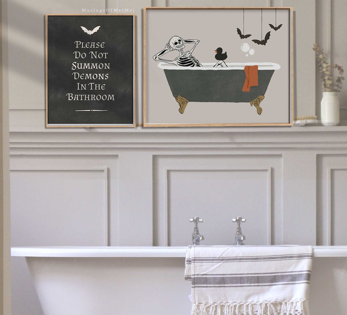Halloween Skeleton Bathroom Poster, Funny Decor - Image 3