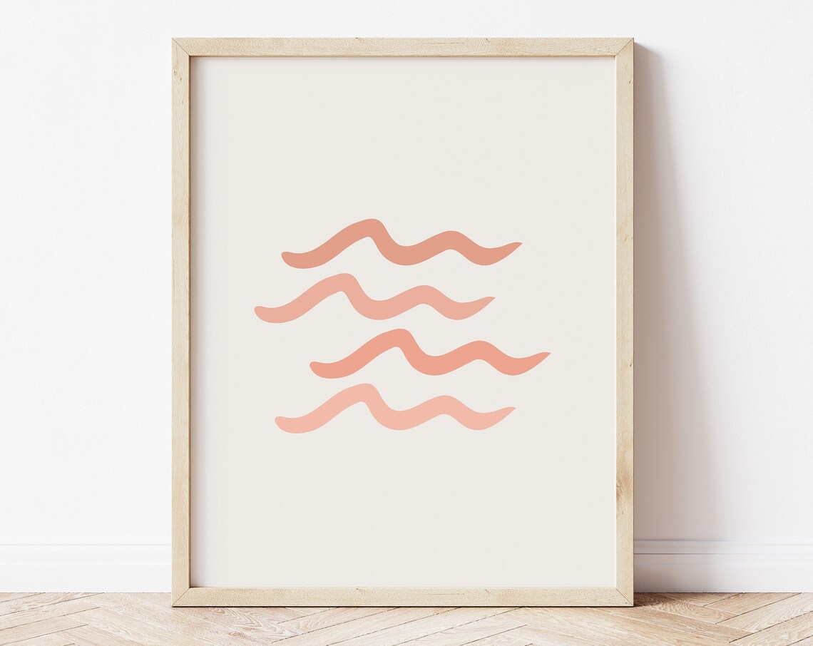 Pink Waves Nursery Art Print, Boho Ocean Beach