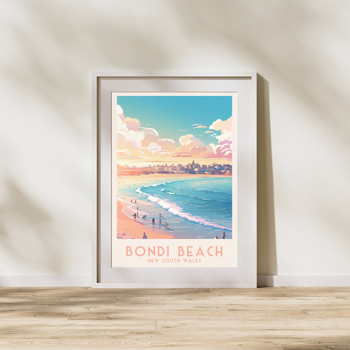 Bondi Beach New South Wales Surfers Sunset Waves Travel Poster - Image 2