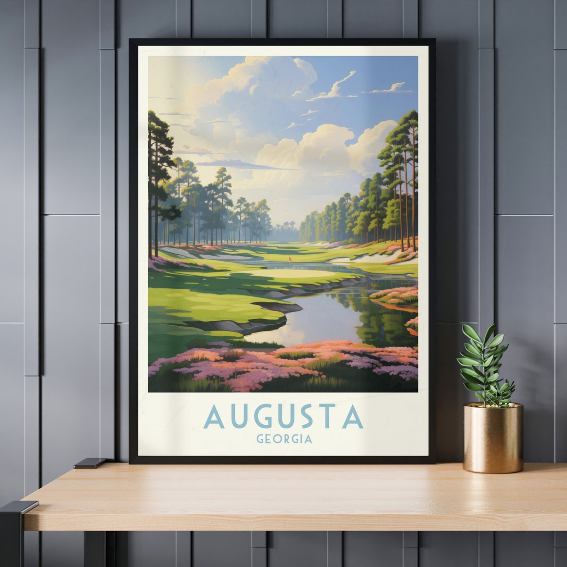 Augusta Georgia Azalea Lined Fairway Spring Golf Course Poster - Image 4