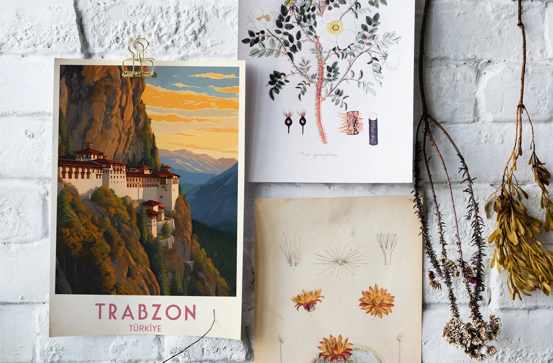 Trabzon Sumela Monastery Cliffside Sunset Vintage Travel Poster - Image 4