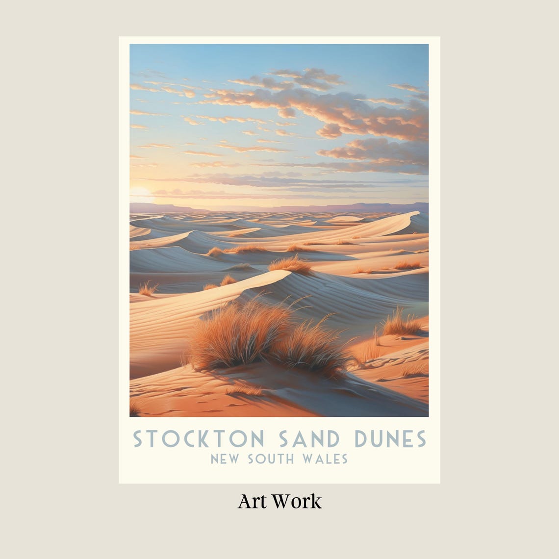 Stockton Sand Dunes Sunset Golden Dunes New South Wales Travel Poster - Image 2