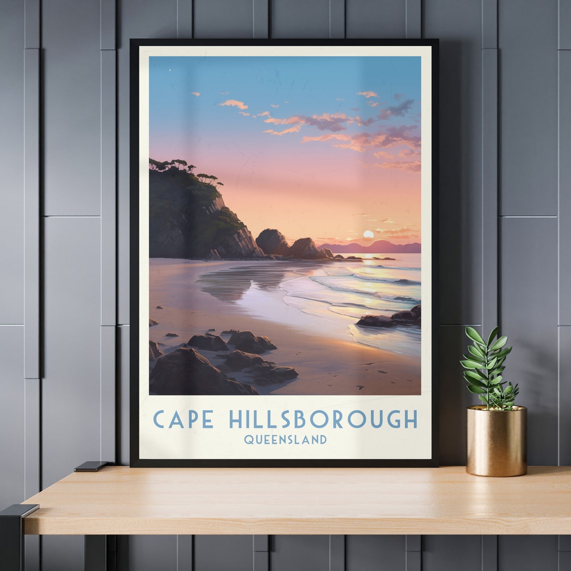 Cape Hillsborough Queensland Rocky Beach Sunset Travel Poster - Image 3