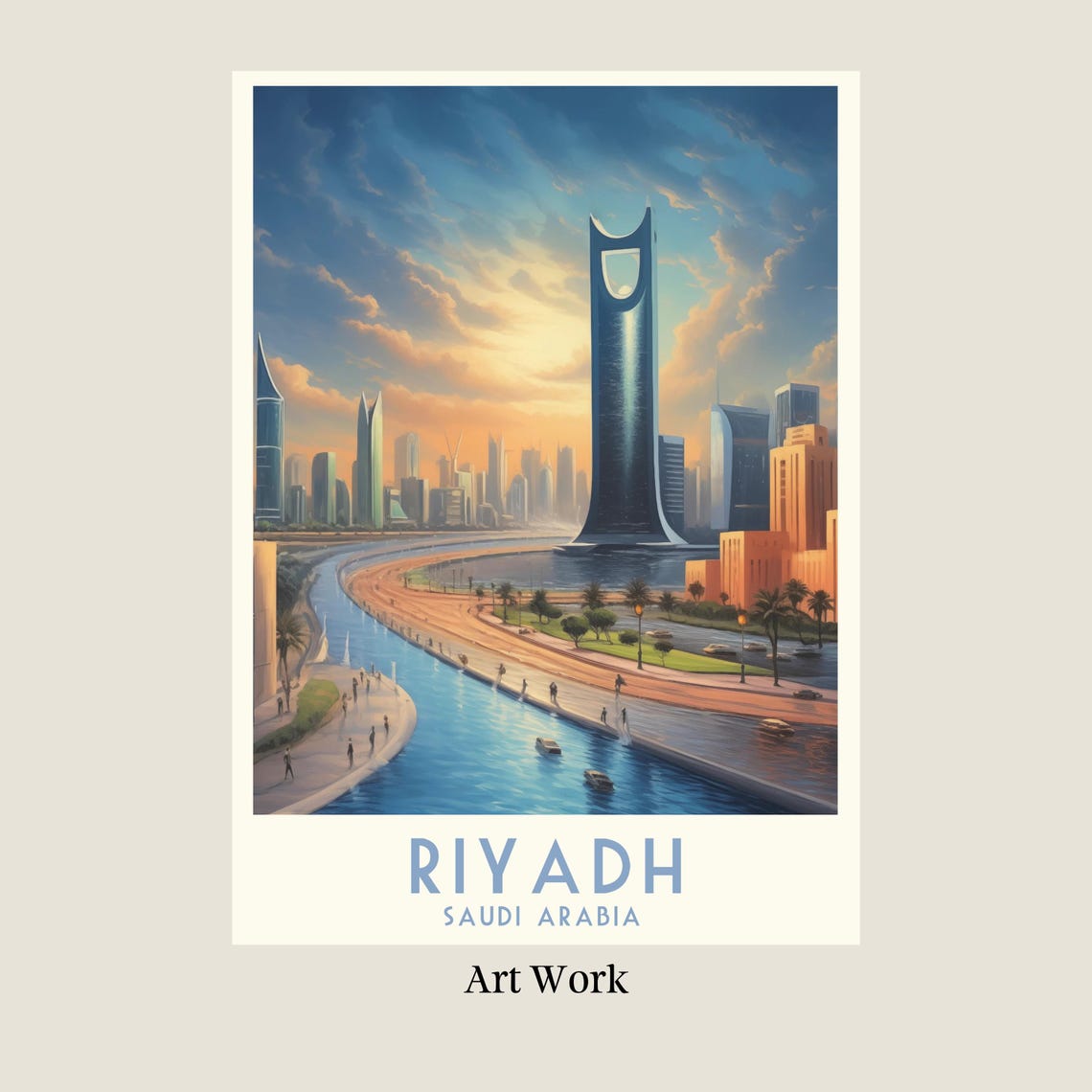 Riyadh Saudi Arabia Modern Skyline Golden Sunset City Travel Poster - Image 2