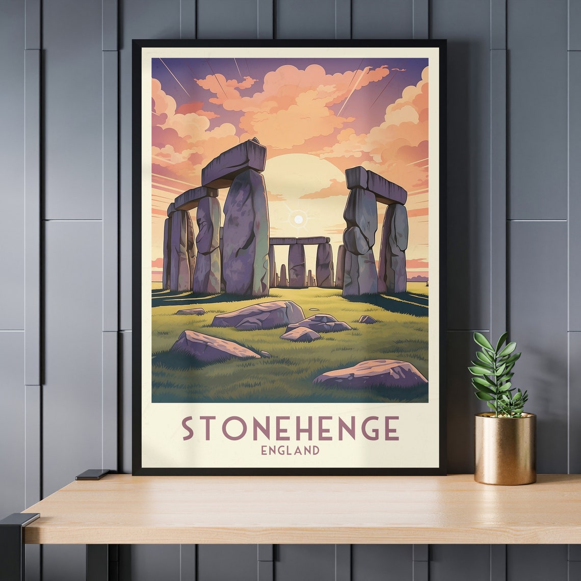Stonehenge England Dramatic Sunset Ancient Stones Meadow Poster - Image 3