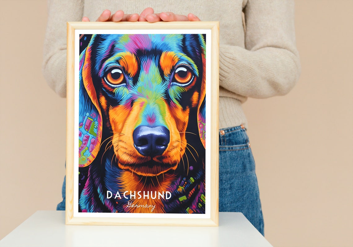 Dachshund Germany Neon Pop Art Dog Breed Portrait Gift Poster - Image 3