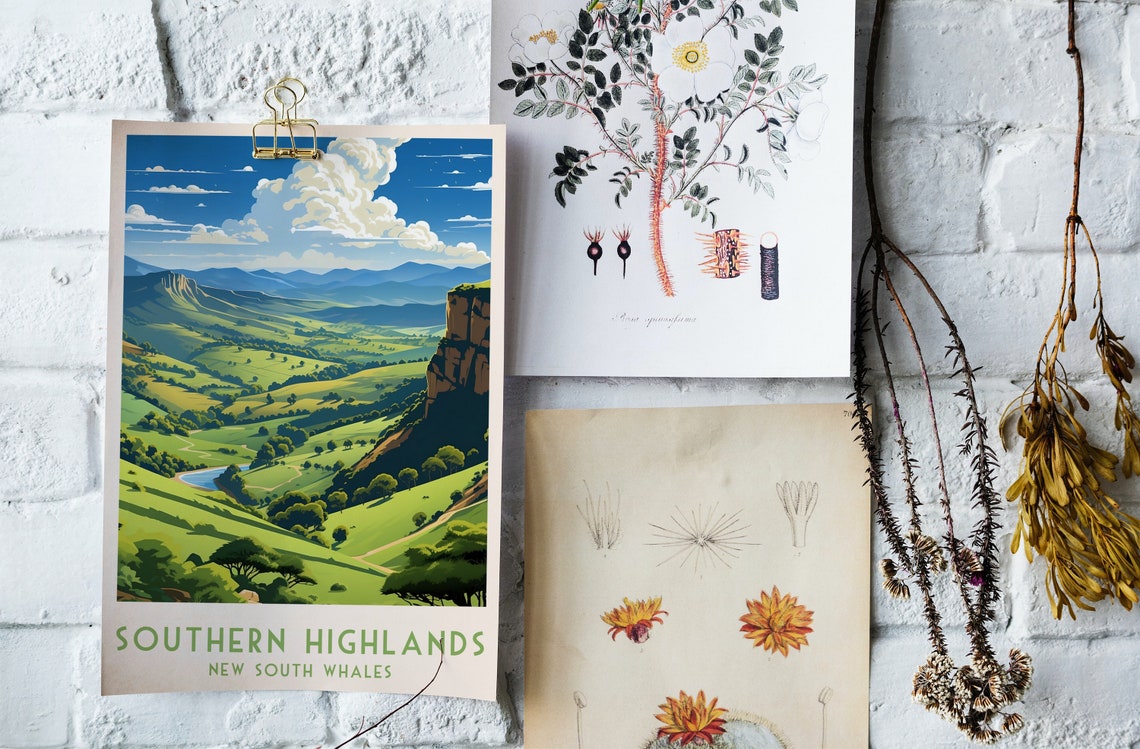 Southern Highlands NSW Green Valley Cliffs Landscape Travel Poster - Image 4