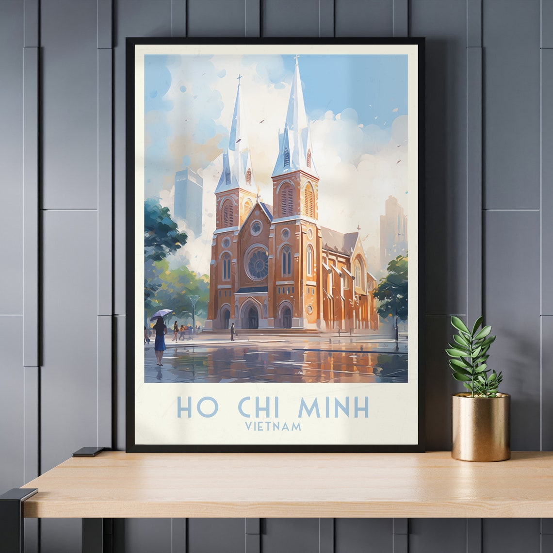 Ho Chi Minh City Vietnam Historic Twin Spired Cathedral Poster - Image 3