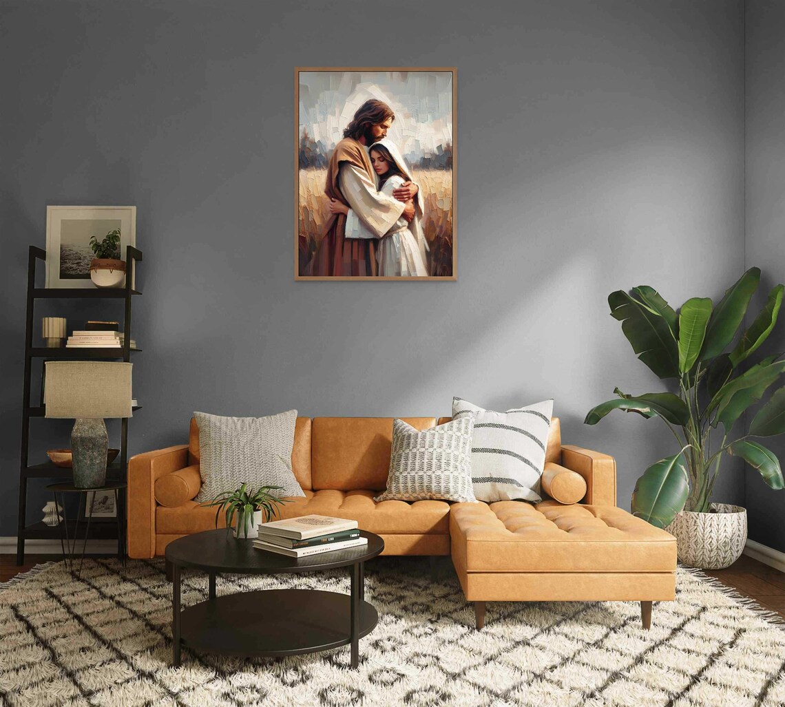 Jesus Christ Embracing Young Woman In Golden Wheat Field Christian Poster - Image 2