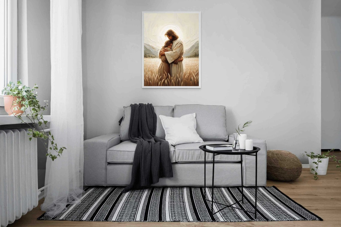 Divine Embrace Christian Painting Jesus Hugging A Woman Picture Of Jesus Art Lds Art Bible Wall Art Jesus And Girl Christian Prints - Image 4