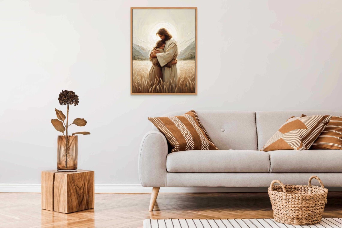 Divine Embrace Christian Painting Jesus Hugging A Woman Picture Of Jesus Art Lds Art Bible Wall Art Jesus And Girl Christian Prints - Image 5
