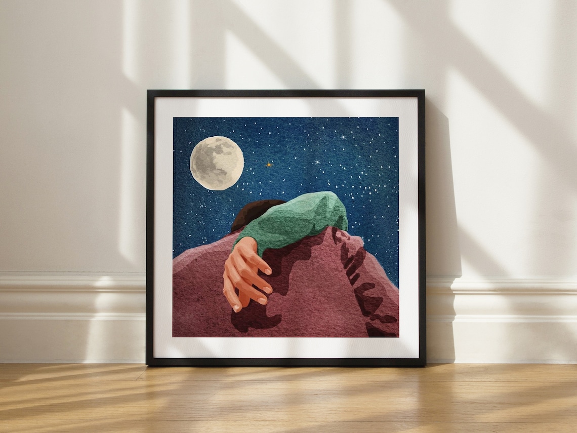 Lovers Under A Starry Night, Van Gogh-Inspired Art Print - Image 2