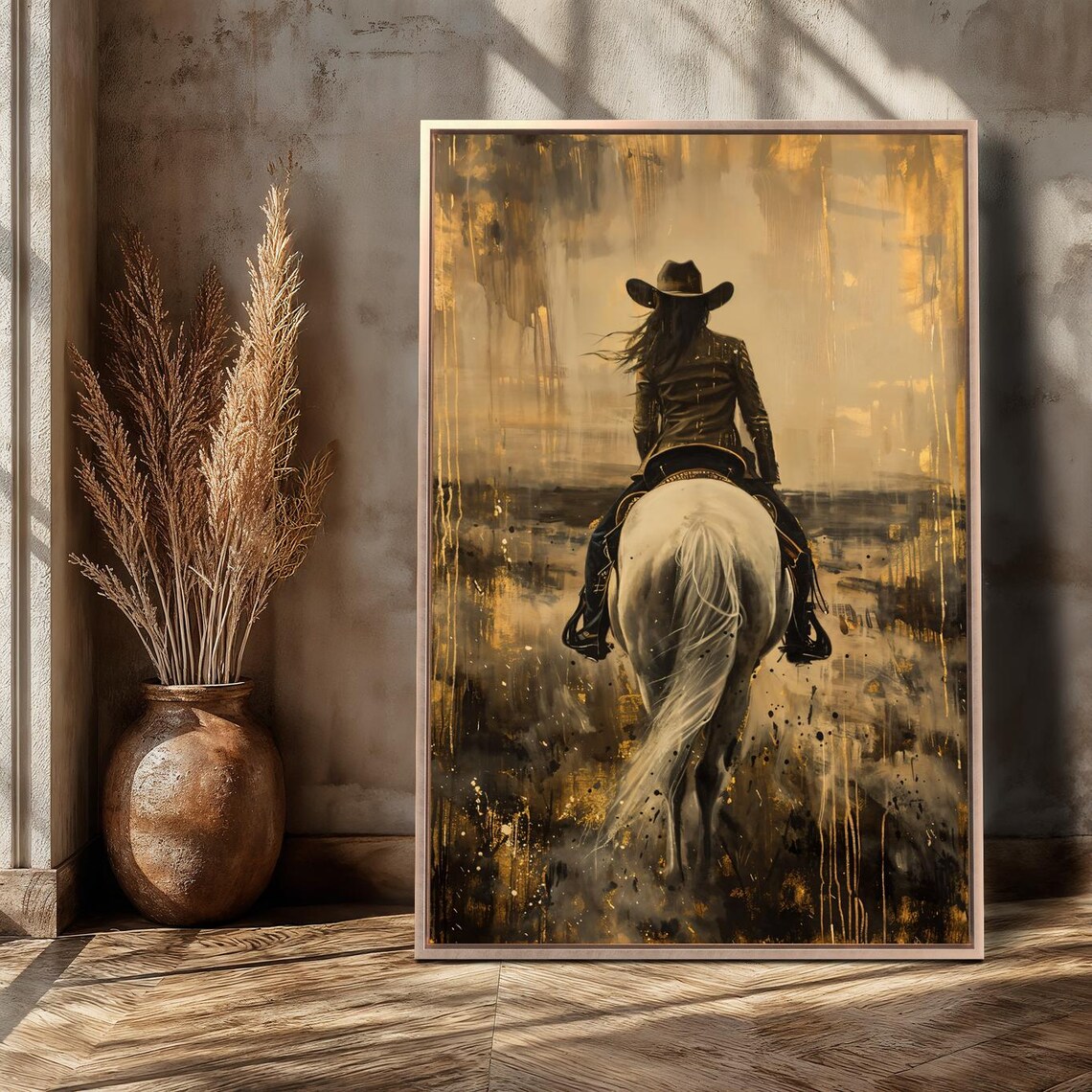 Western Cowgirl Rider, Rustic Sepia Horse Art Print - Image 4