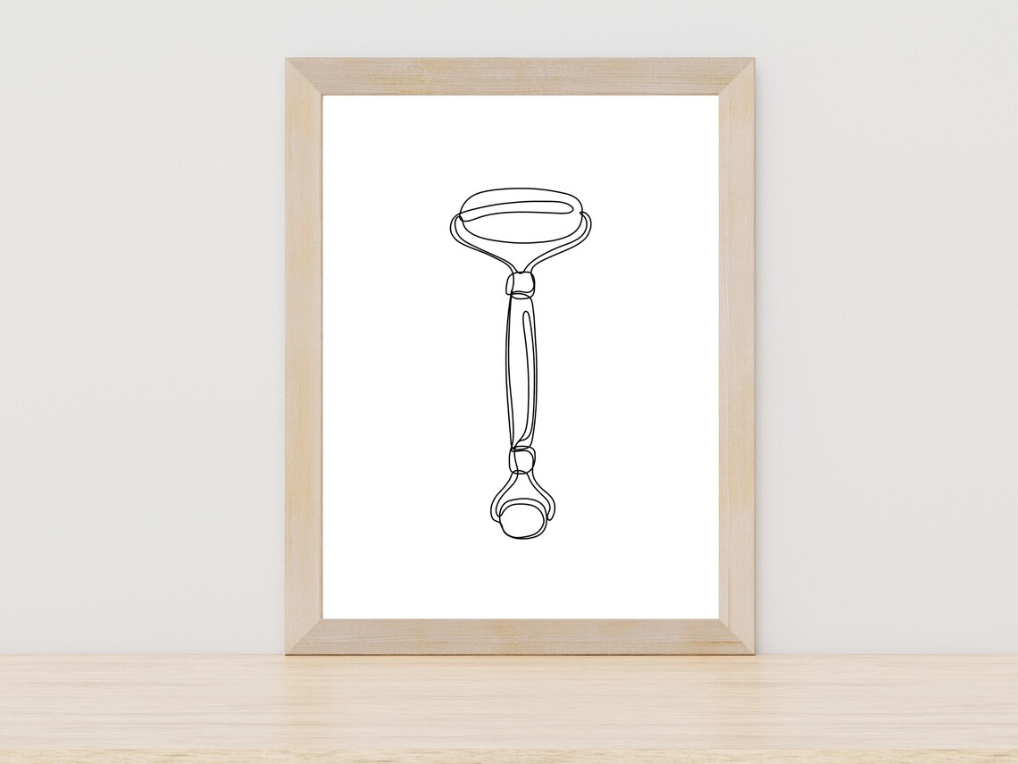Jade Roller Face Massage Tool Line Art Beauty Skincare Decor Poster