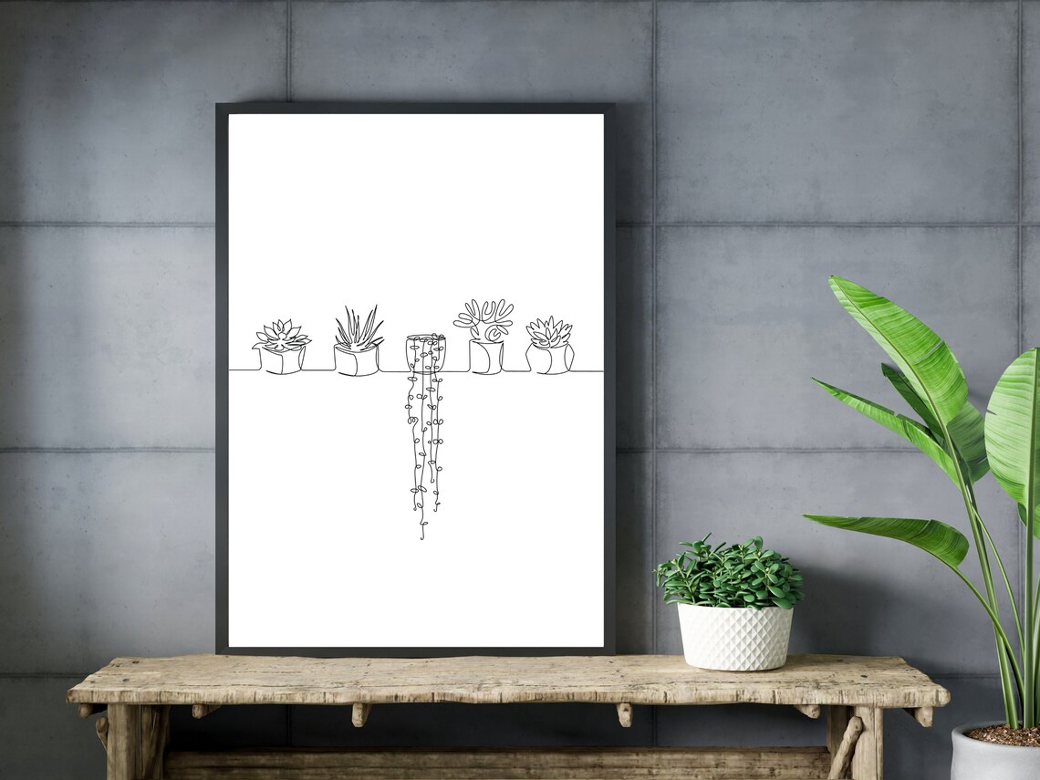 Botanical Line Art Floral Drawing Art Print - Image 3