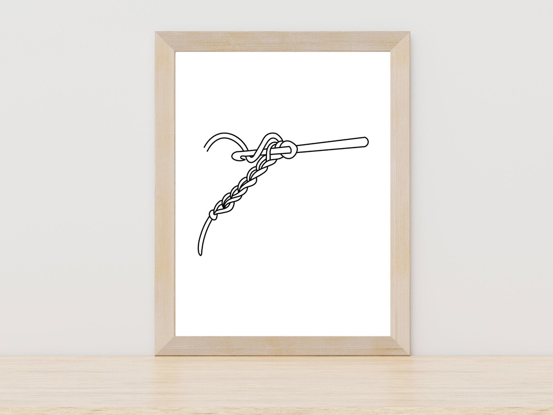 Crochet Yarn Line Wall Art, Crochet Pattern Art Print