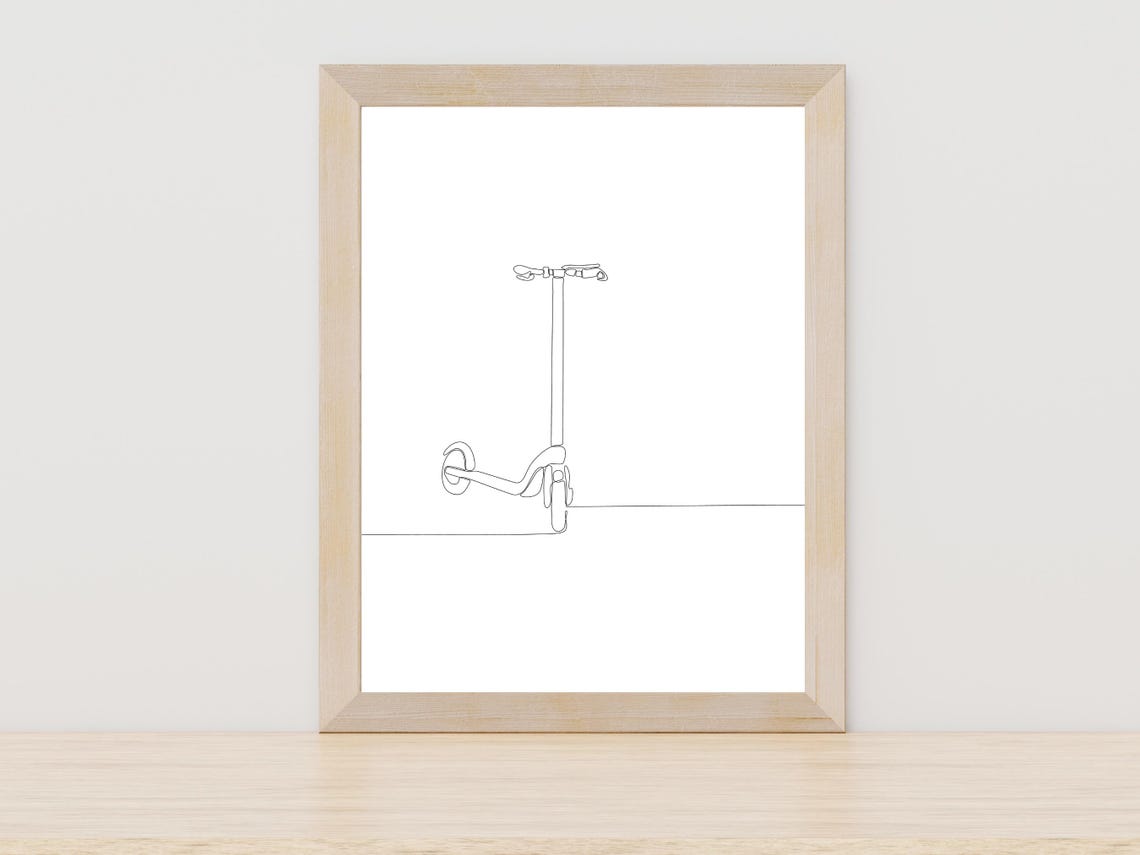 Kick Scooter Line Art Minimal Urban Ride Kids Toy Decor Poster