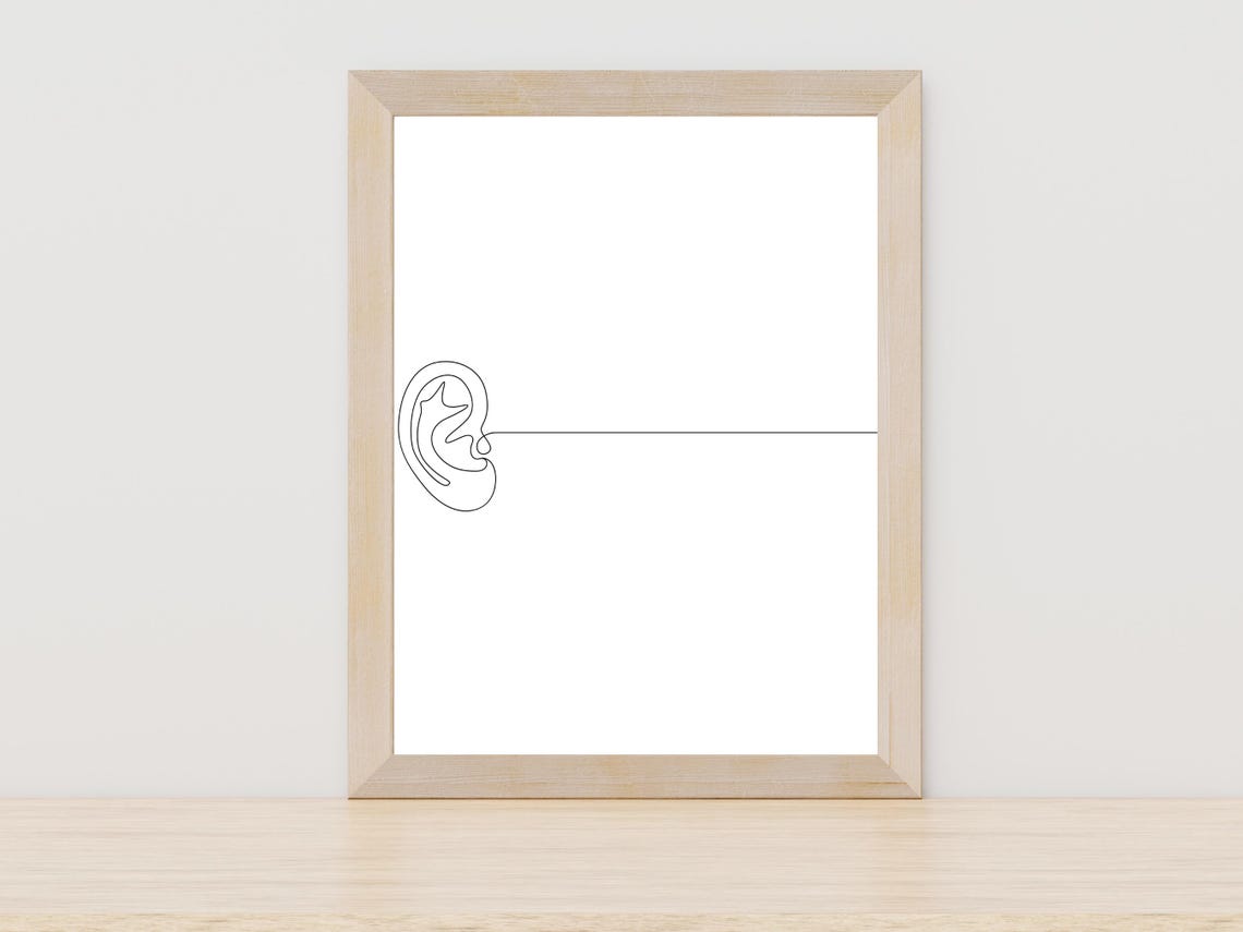 Minimalist Human Ear Single Line Art Anatomy Sketch Wall Art
