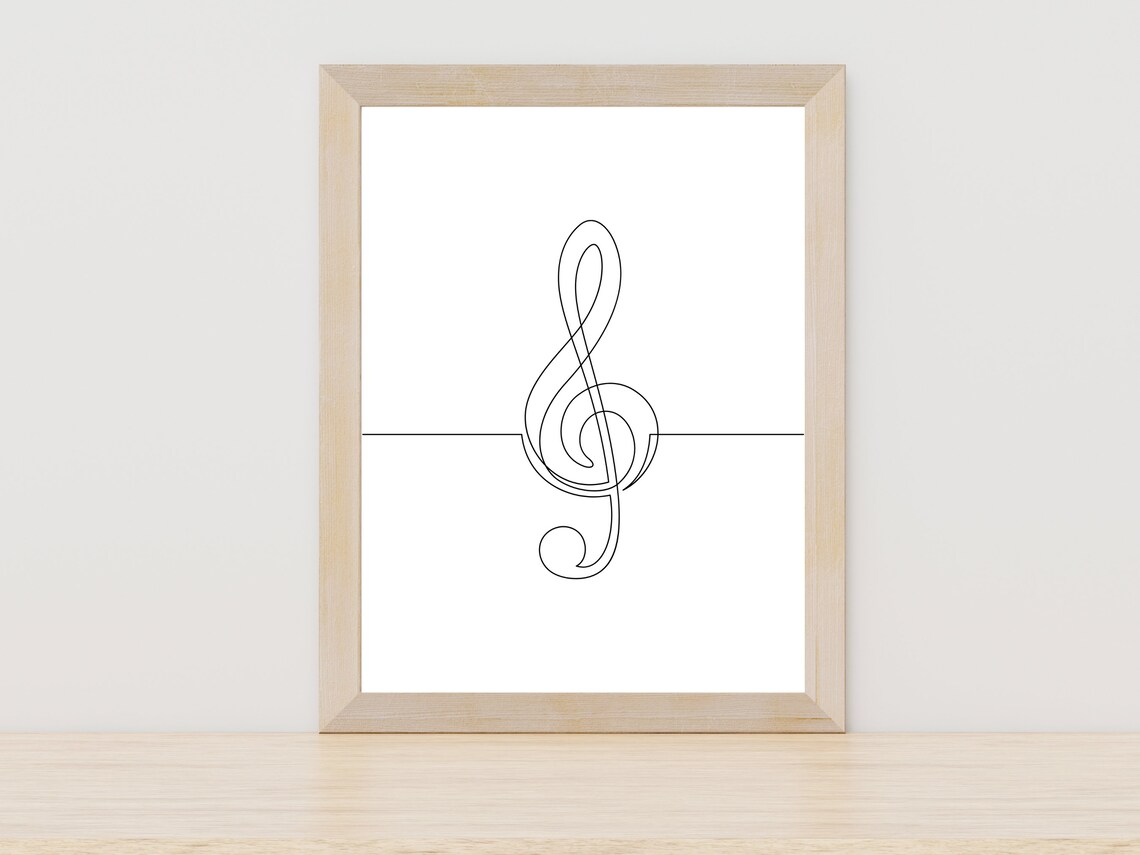Treble Clef One Line Art Music Note Musician Gift Decor Wall Art