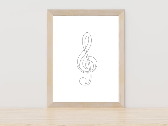Treble Clef One Line Art Music Note Musician Gift Decor Wall Art