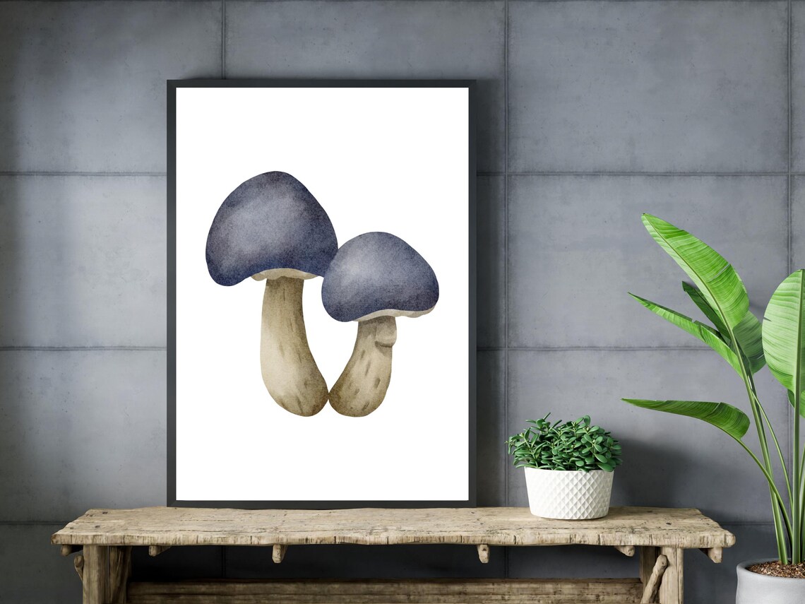 Mushroom Watercolor Painting Botanical Fungi Nature Wall Poster - Image 3