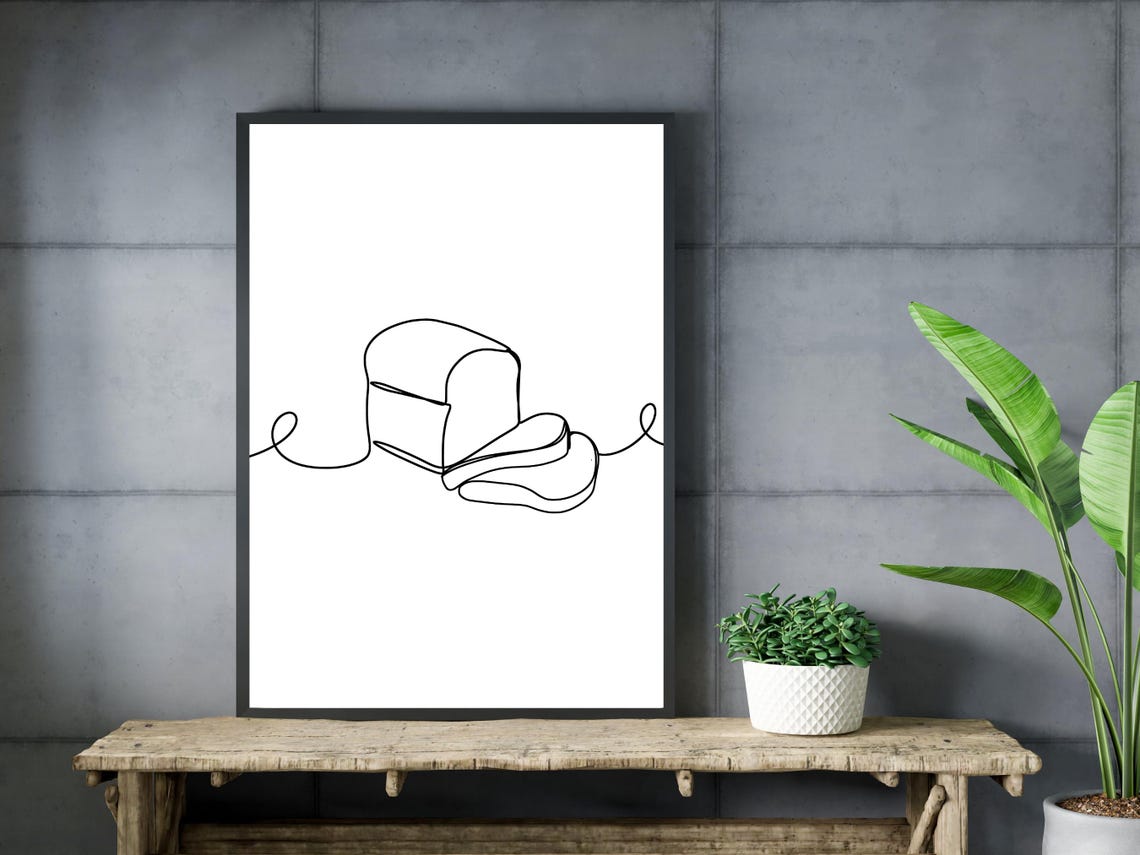 Sliced Bread Loaf Single Line Art Minimalist Kitchen Decor Poster - Image 3