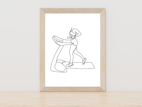 Runners Line Art Treadmill Sketch