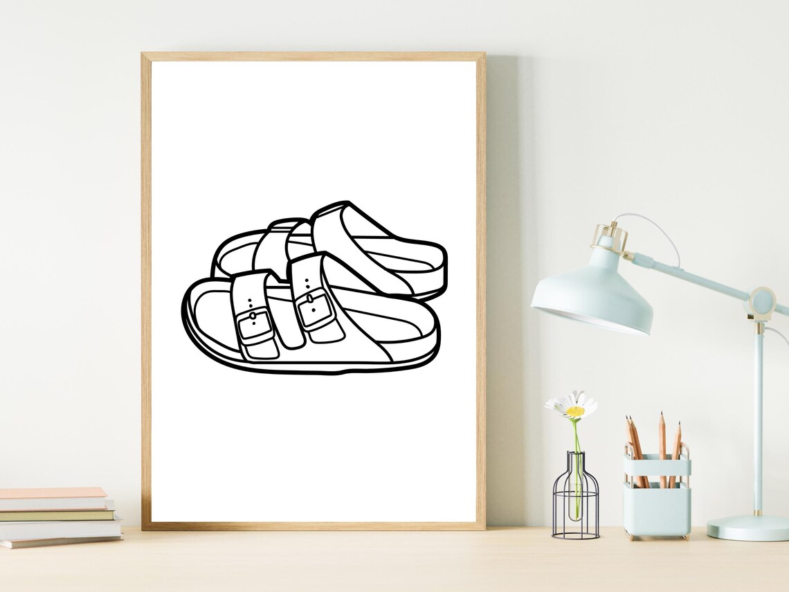 Buckle Sandals Line Art Fashion Minimalist Summer Shoe Decor Poster - Image 2