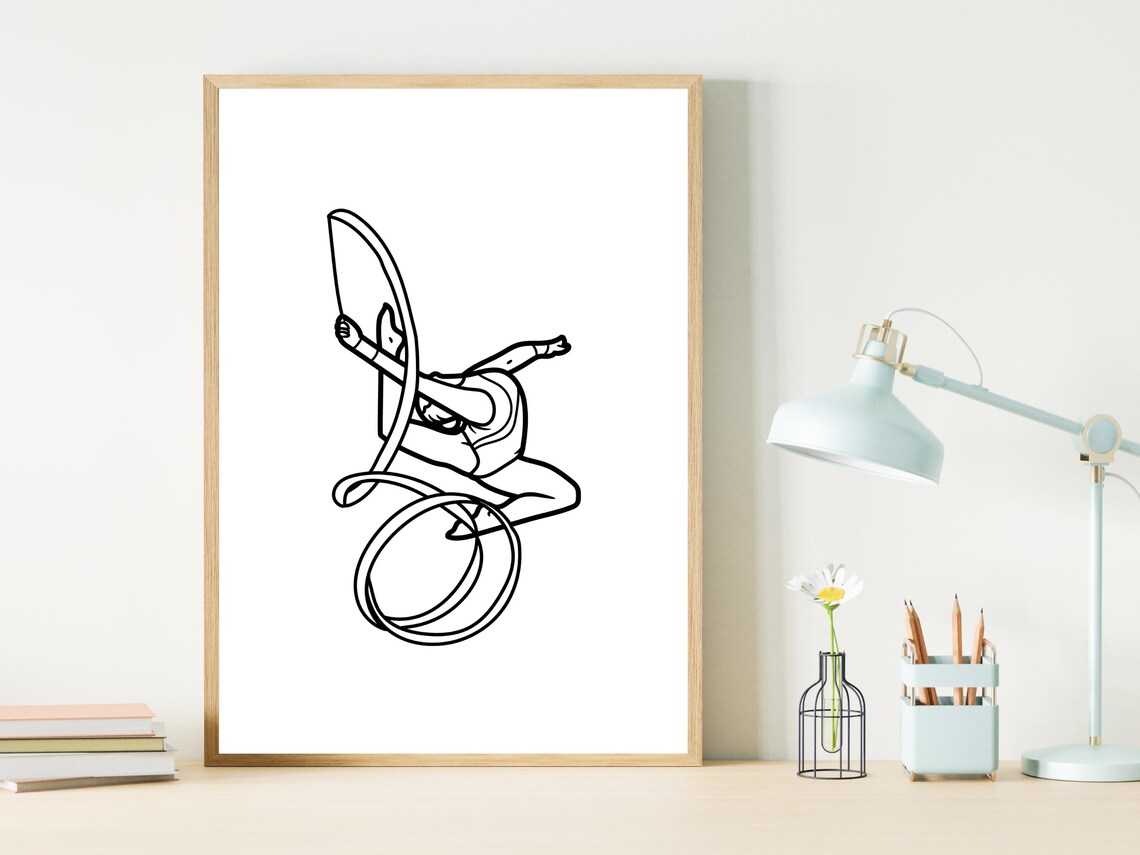 Rhythmic Gymnast Ribbon Dance Elegant Line Art Sports Poster - Image 2