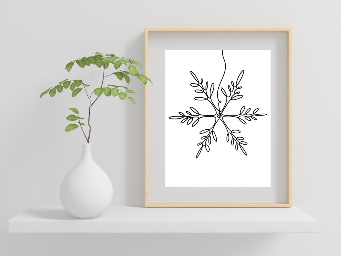 Snowflake One Line Art Winter Christmas Holiday Decor Wall Art - Image 2