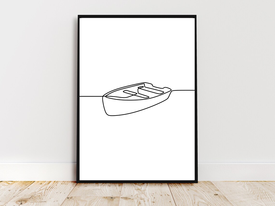 Rowboat On Water One Line Drawing Minimalist Lake House Decor Poster - Image 4