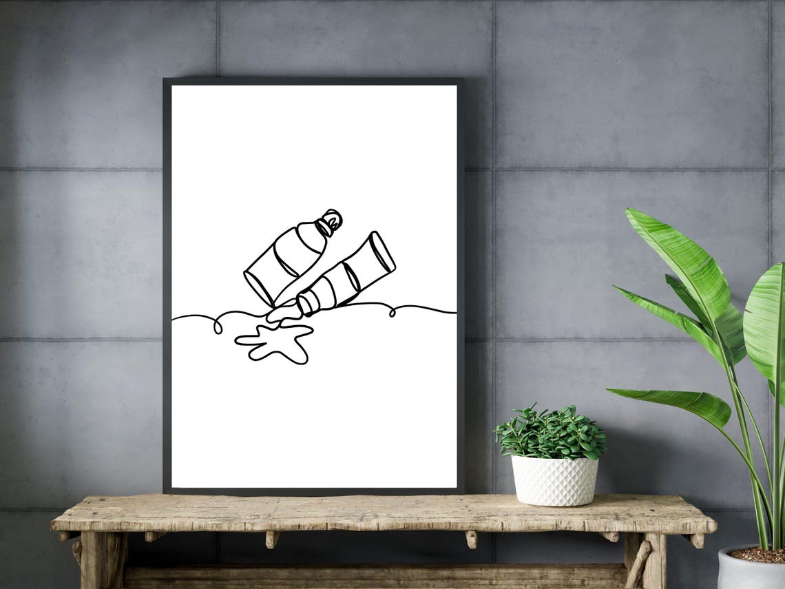 Paint Tubes Line Art Artist Studio Creative Supplies Decor Poster - Image 3