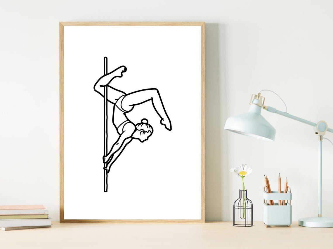 Pole Dancer One Line Art Fitness Dance Studio Decor Wall Art - Image 2