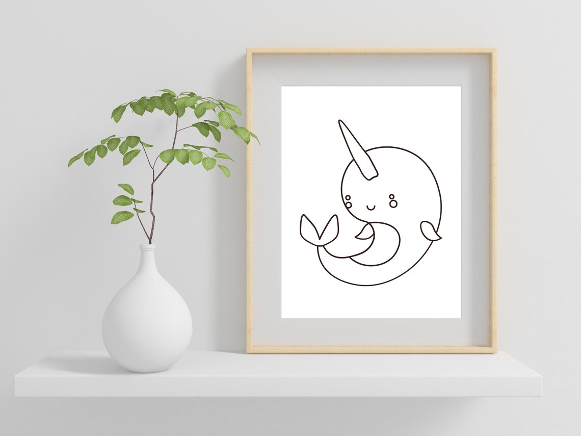 Narwhal Whale Nursery Line Art - Image 2