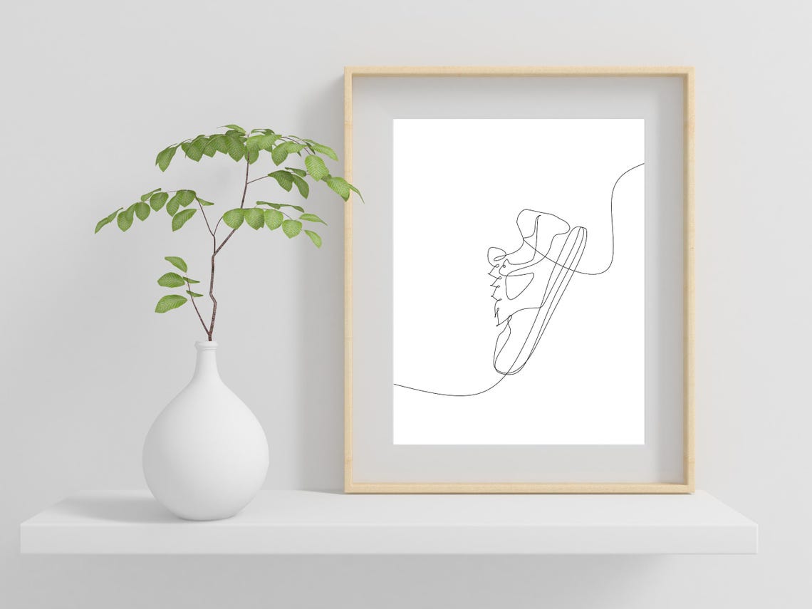 Running Shoe Continuous Line Art Sneaker Runner Gift Decor Poster - Image 2