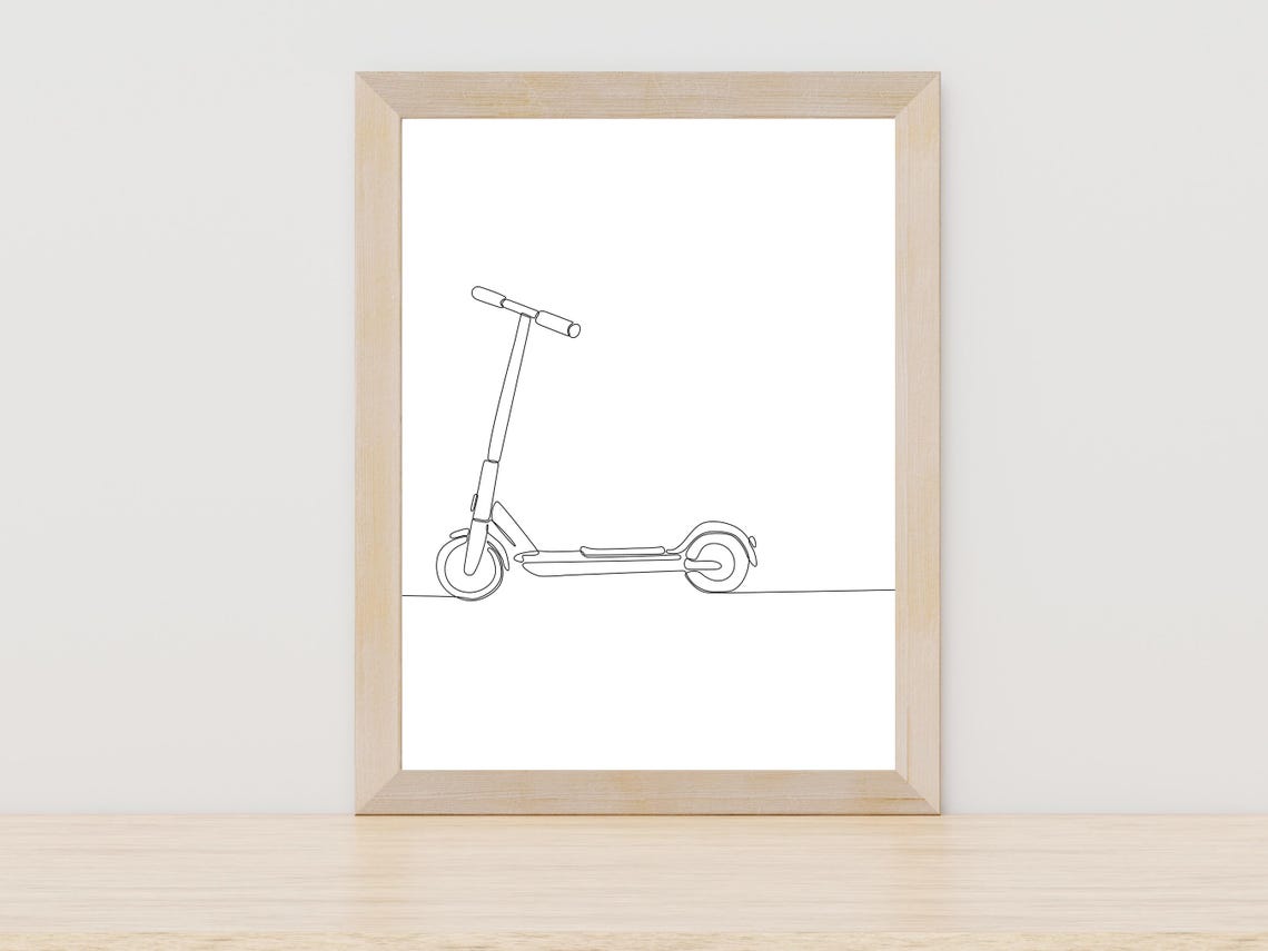 Minimalist Kick Scooter Single Line Art Urban Street Decor Poster