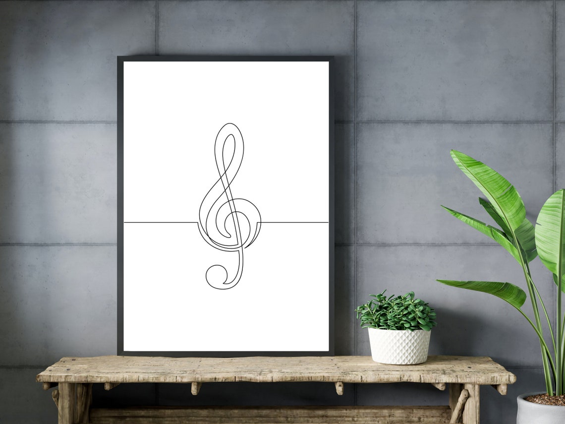 Treble Clef One Line Art Music Note Musician Gift Decor Wall Art - Image 3