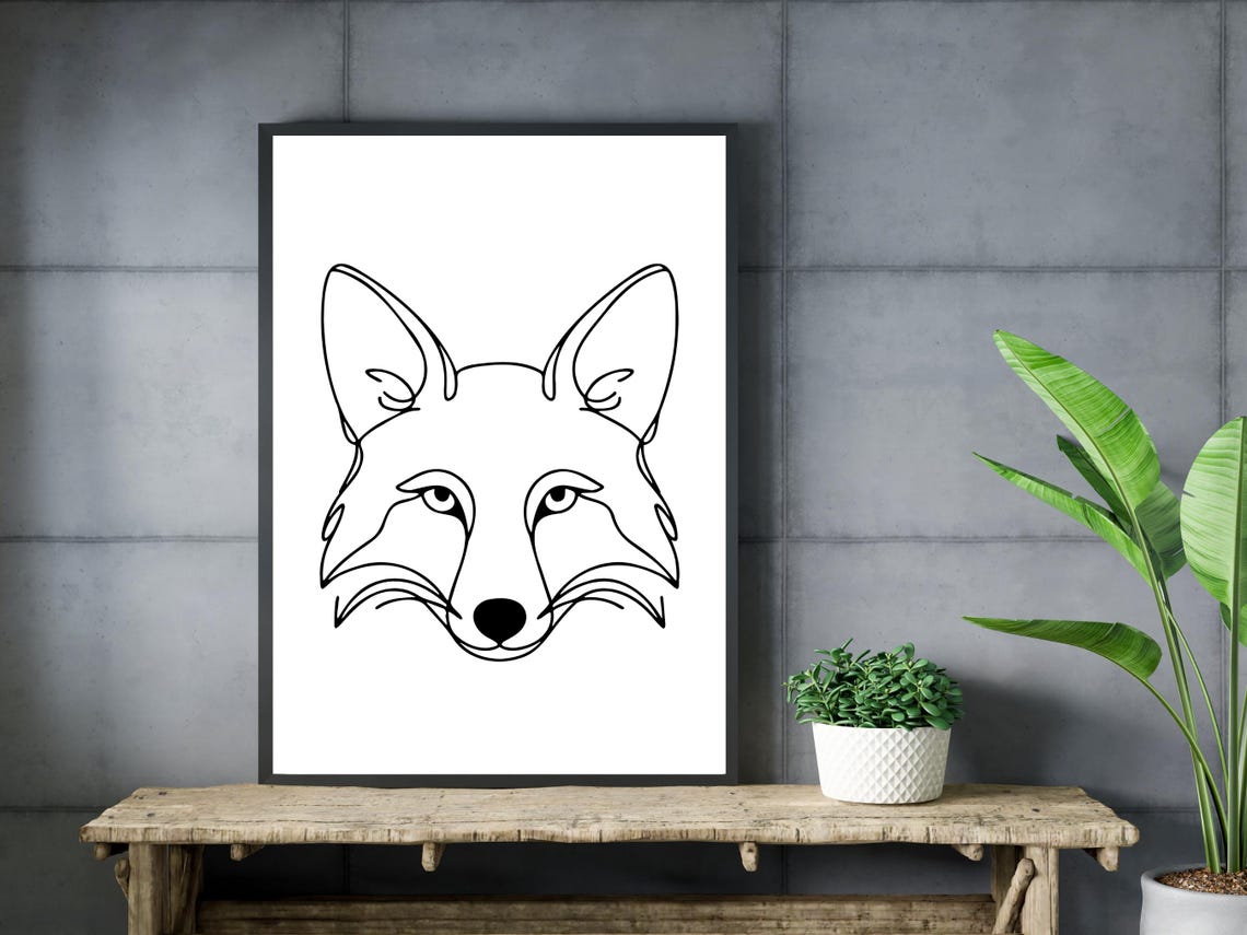 Minimalist Fox Face One Line Drawing Woodland Nursery Decor Poster - Image 3