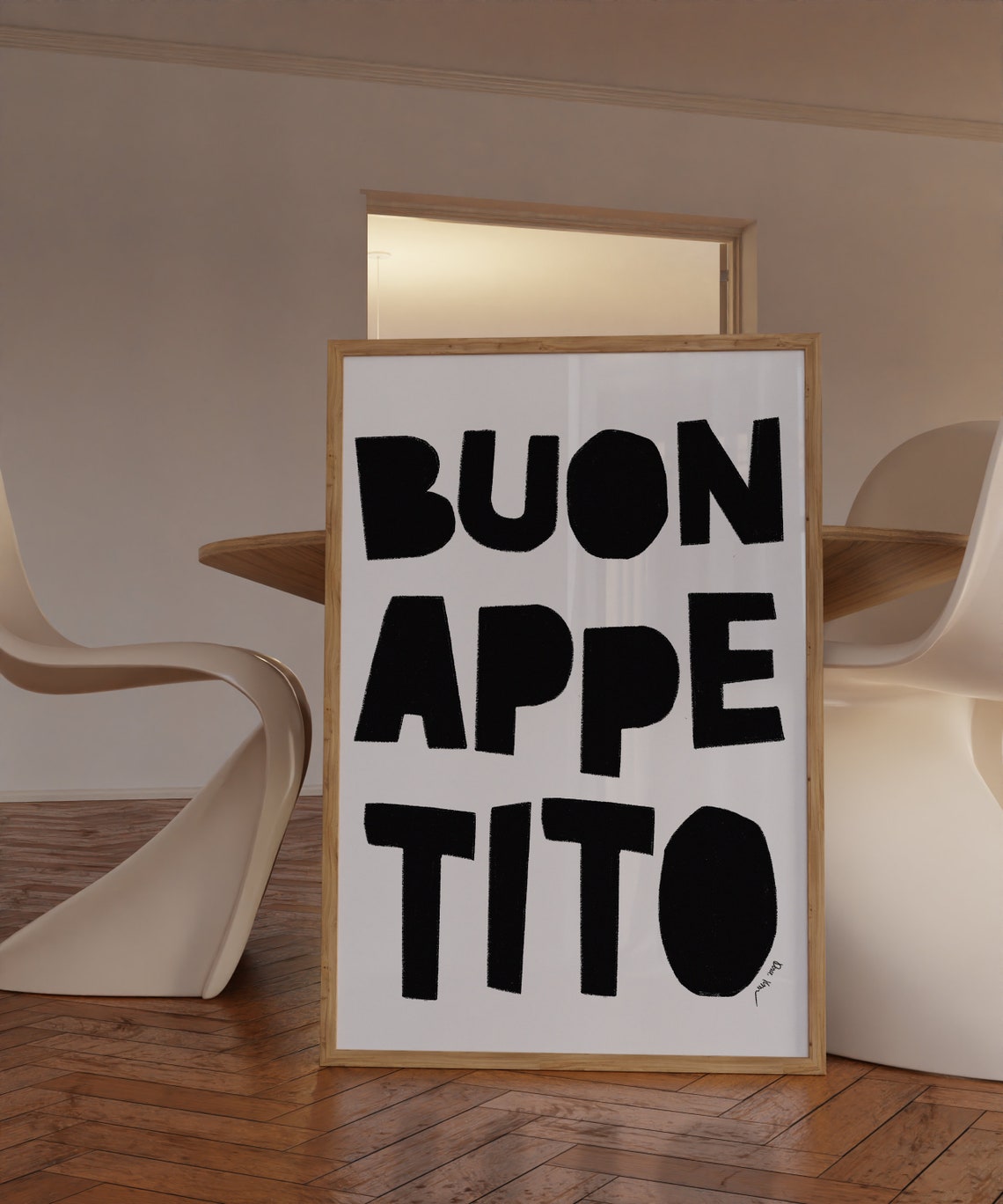 Buon Appetito Bold Black Typography Italian Kitchen Wall Art - Image 4