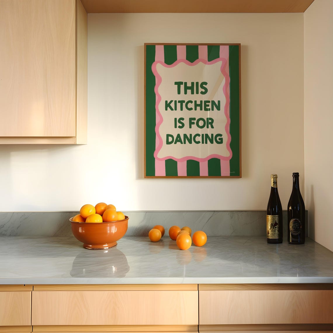 This Kitchen Is For Dancing Fun Striped Kitchen Quote Poster