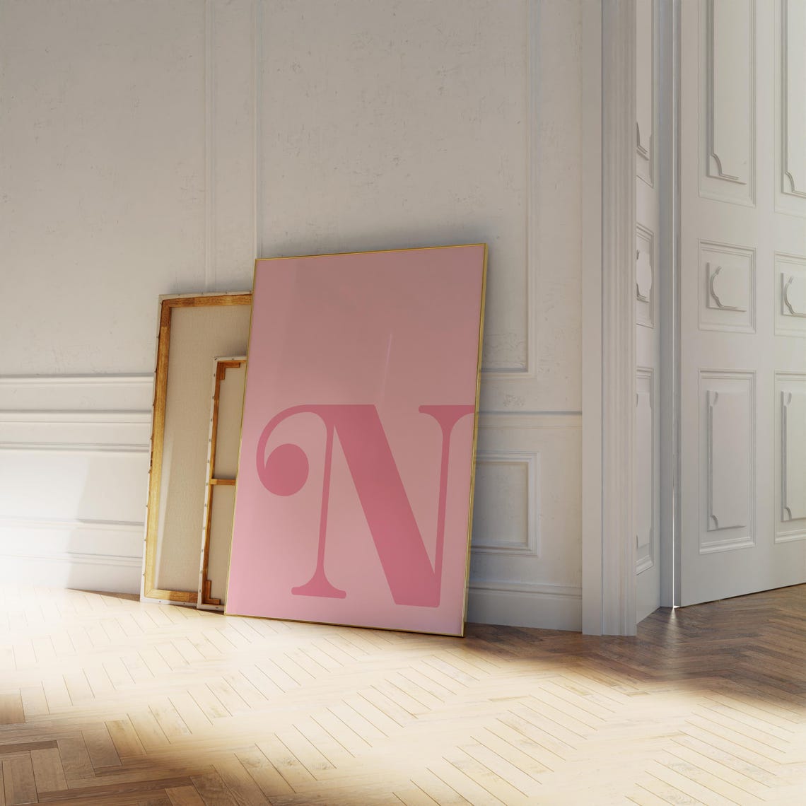 Letter N Pink Alphabet Initial Monogram Nursery Dorm Wall Poster - Image 2
