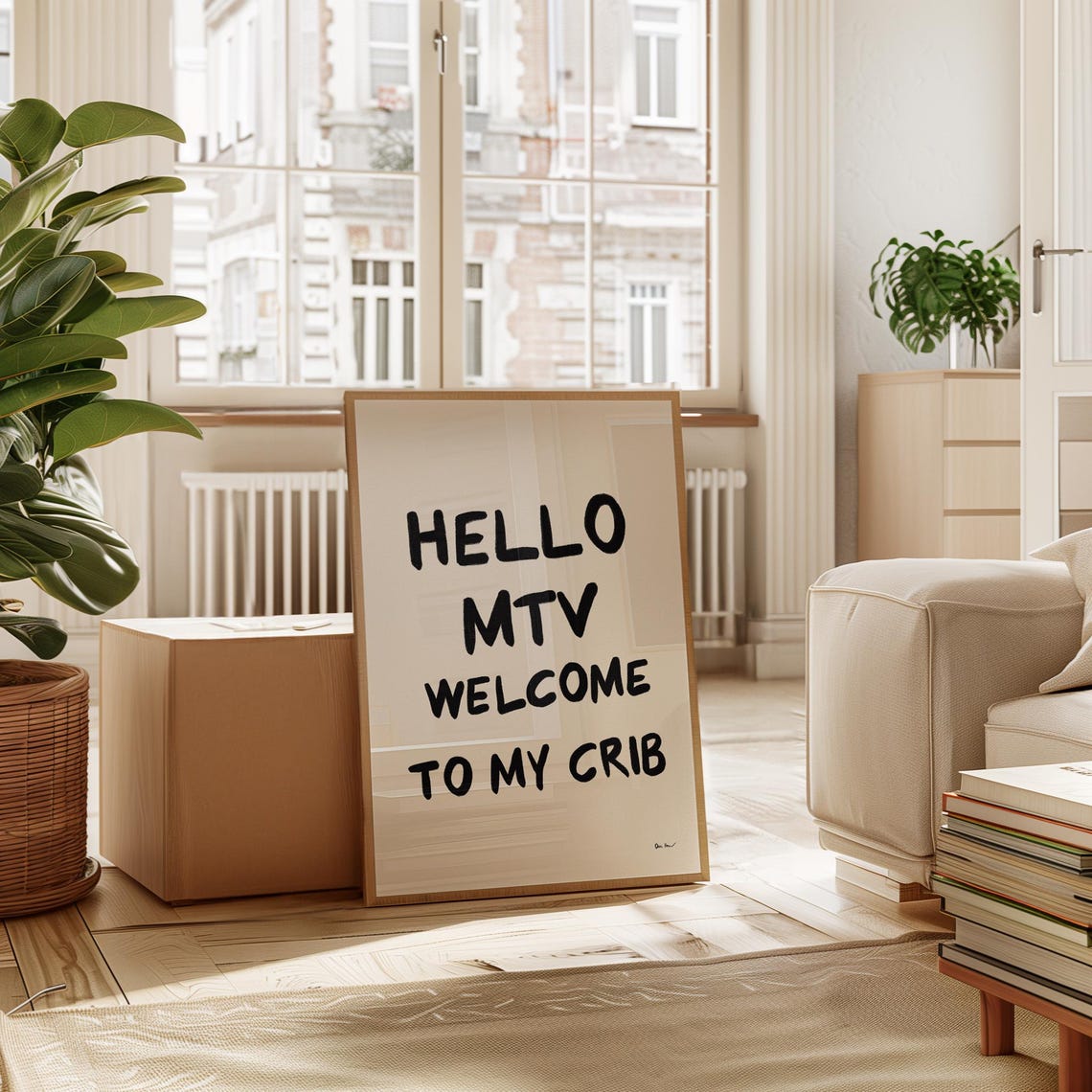 Hello MTV Welcome to My Crib Funny Retro Pop Typography Poster - Image 4