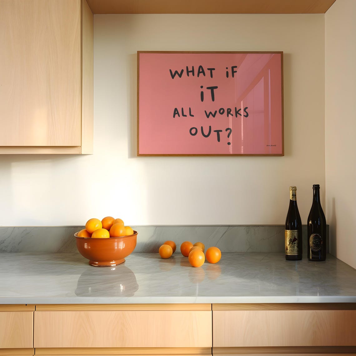 What If It All Works Out Pink Positive Quote Minimalist Poster - Image 3