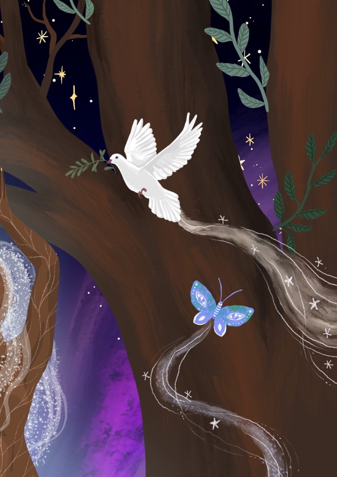 Peace Tree Spiritual Nature Illustration Art Print - Image 3