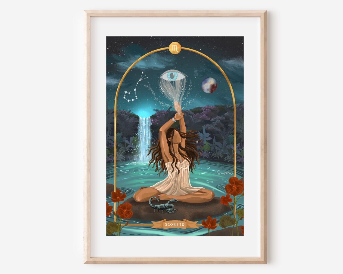 Scorpio Zodiac Poster, Celestial Fine Art Illustration