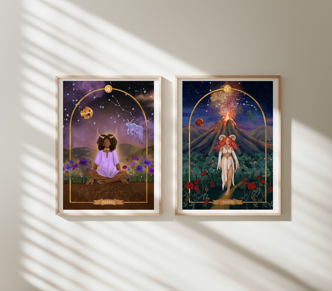Aries Zodiac Art Print, Celestial Astrology Decor - Image 2