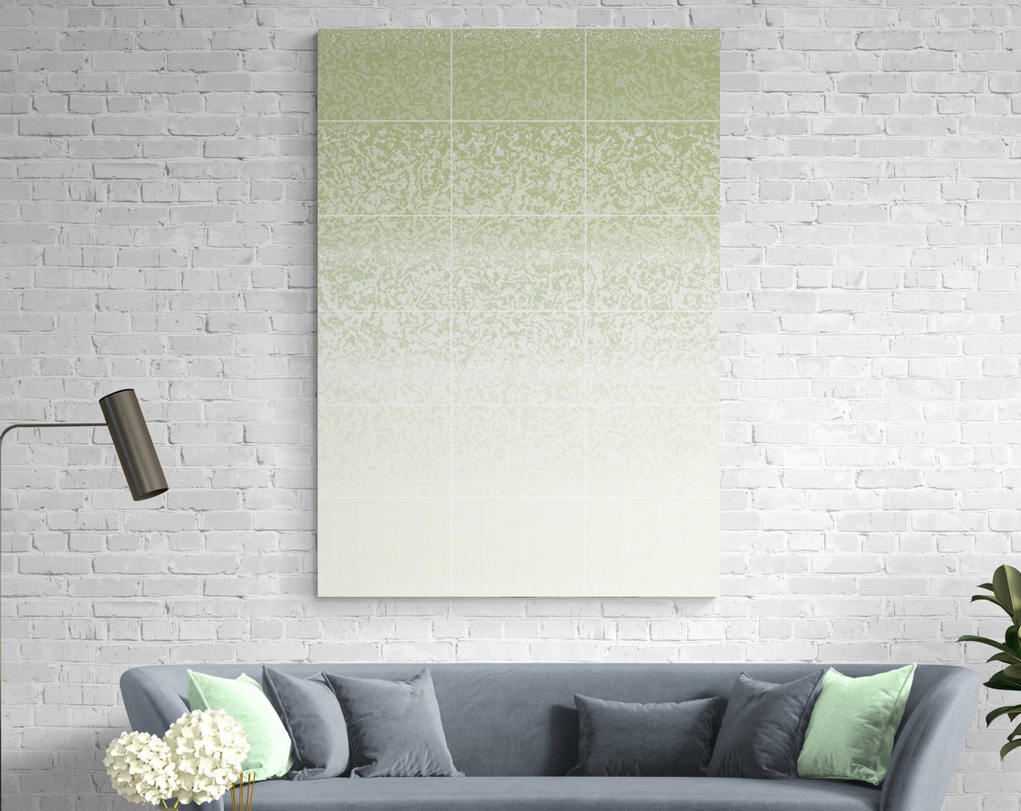 Sage Green to White Ombre Speckled Gradient Abstract Poster Art